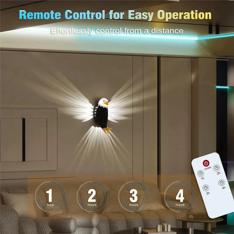 BowLift | 3D Eagle Wall Light | Patriotic LED Lamp | PETG Material | Warm White Illumination