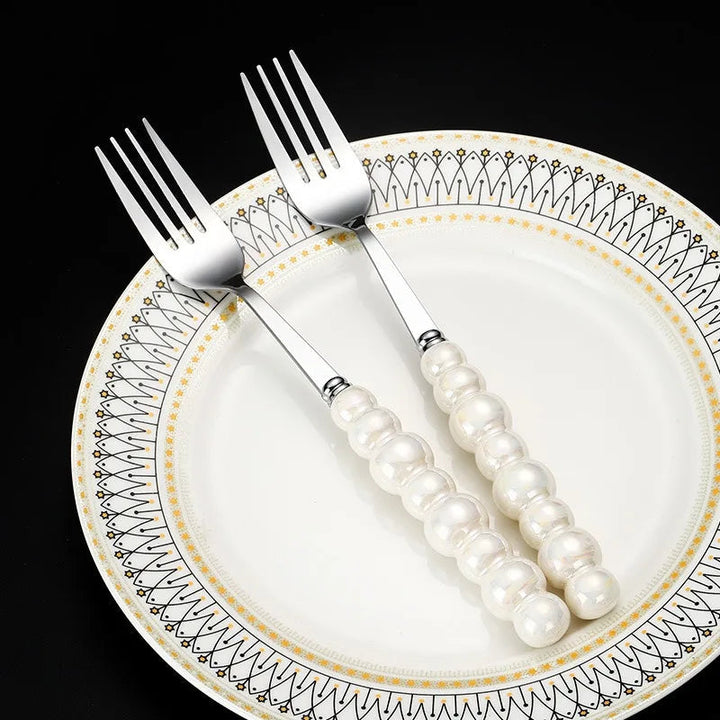 BowLift | Creative Pearl Ceramic Handle Cake Knife and Spatula Set Stainless Steel
