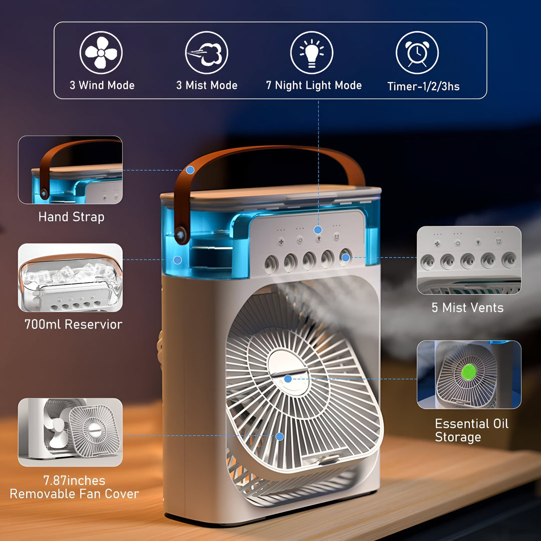 3-in-1 Air Cooler Humidifier | Portable, Adjustable Fan Speeds & Ideal for Bedrooms, Offices & Small Spaces | Bowlift