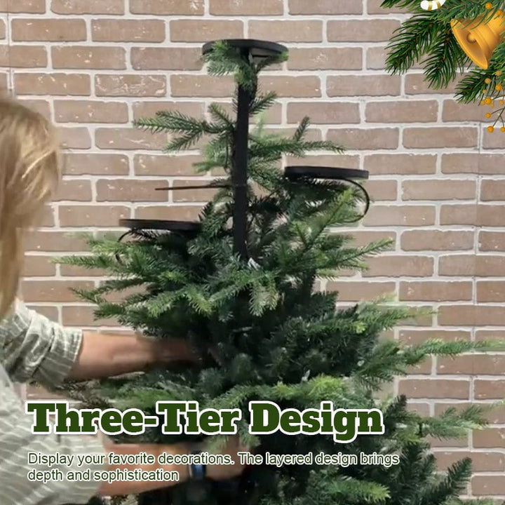 BowLift | Christmas Tree Topper Shelf | Triple-Layer Ornament & Candle Display Stand | 36-Inch Iron
