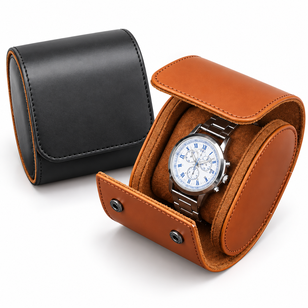 Compact Leather Travel Watch Roll Bowlift