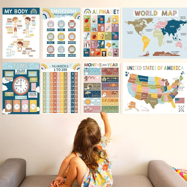 BowLift | 📚Boho PreK Educational Posters 16 pcs