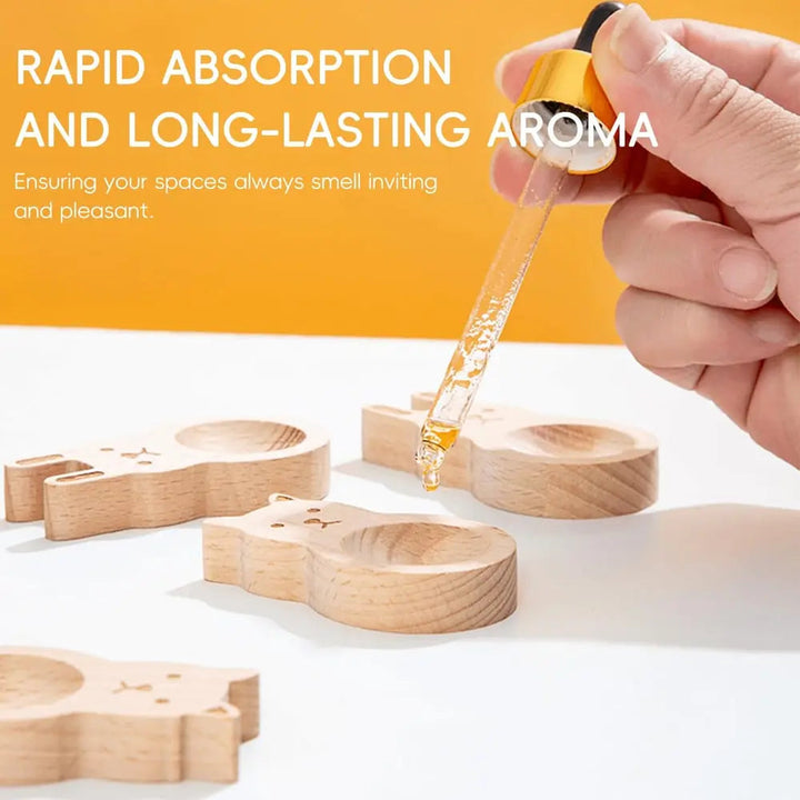 BowLift | 4-piece set wooden fragrance dispensers – cat & rabbit