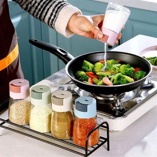 BowLift | 4-piece set of adjustable glass spice containers – for stylish seasoning