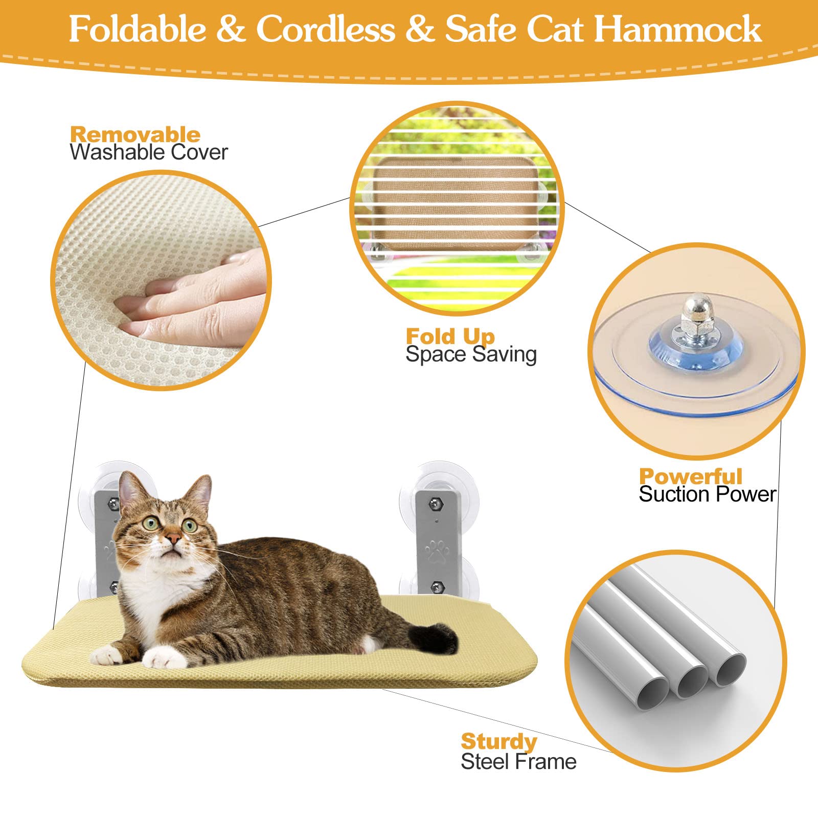 BowLift | Foldable Cat Hammock Suction Cup Cat Hammock