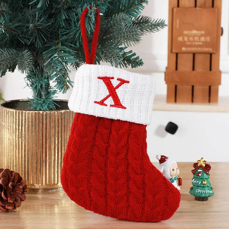 BowLift | Cute Letters Christmas Stockings Decorative Creative Tree Pendant Wool Knitted Socks