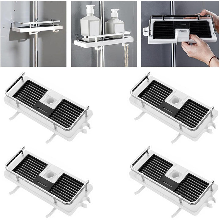 No Drilling Bathroom Pole Shower Storage Rack Holder | Bowlift