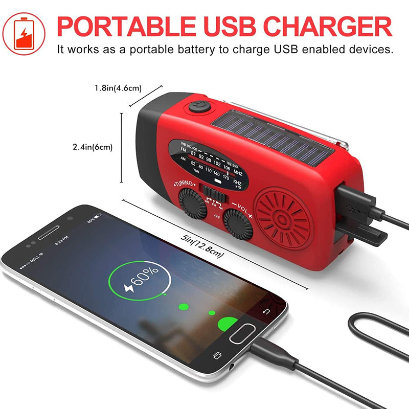 BowLift | Self-Powered Emergency Radio – Hand Crank, Solar, Flashlight & Power Bank – FM/AM Radio, Essential for Disasters and Emergencies