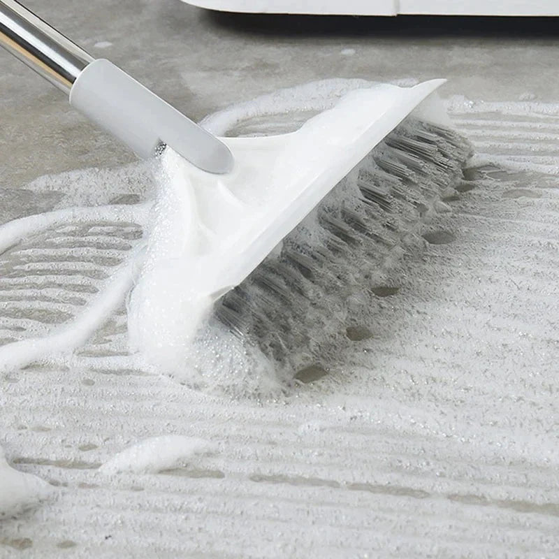 2 In 1 Floor Scrub Brush with Window Squeegee 120 Degrees Rotatable Long Handle Bowlift