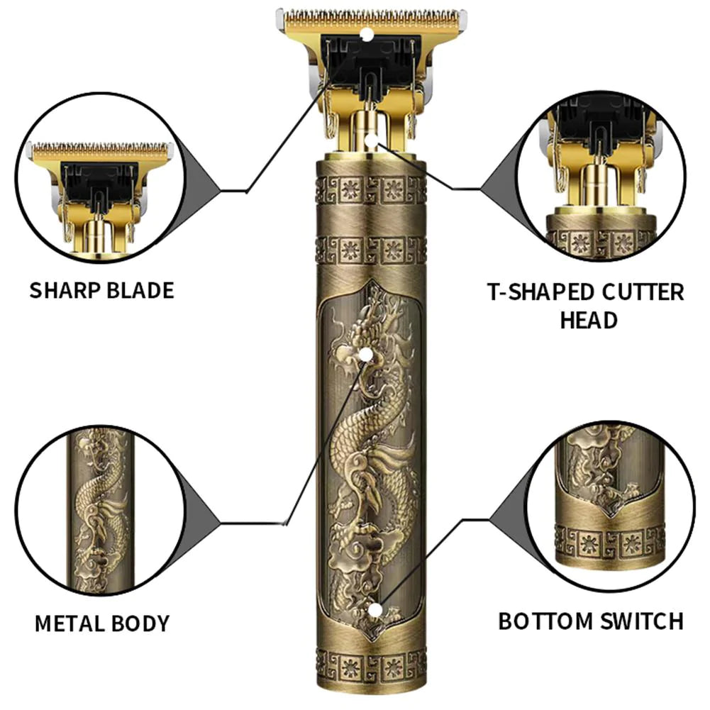 Branded T9 Vintage Beard Trimmer Professional Hair Cut Shaving Machine USB Rechargeable Wireless Bowlift