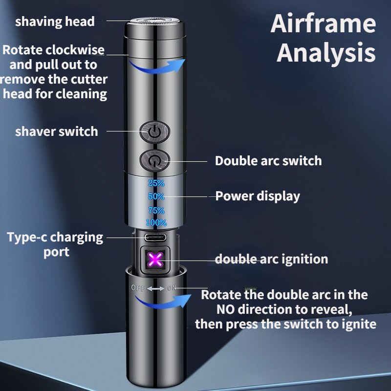 BowLift | Built-in Lighter Windproof Rechargeable Beard Trimmer