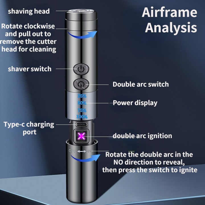BowLift | Built-in Lighter Windproof Rechargeable Beard Trimmer