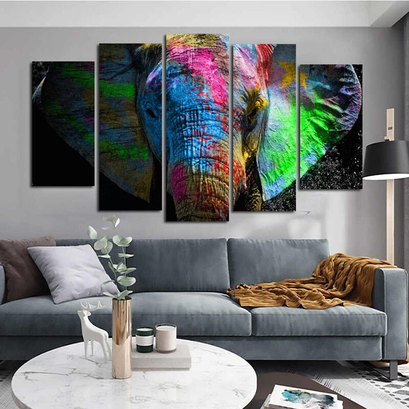 5 Panels "Colorful Animal Print"-Wall Art Modular Pictures Posters | Bowlift
