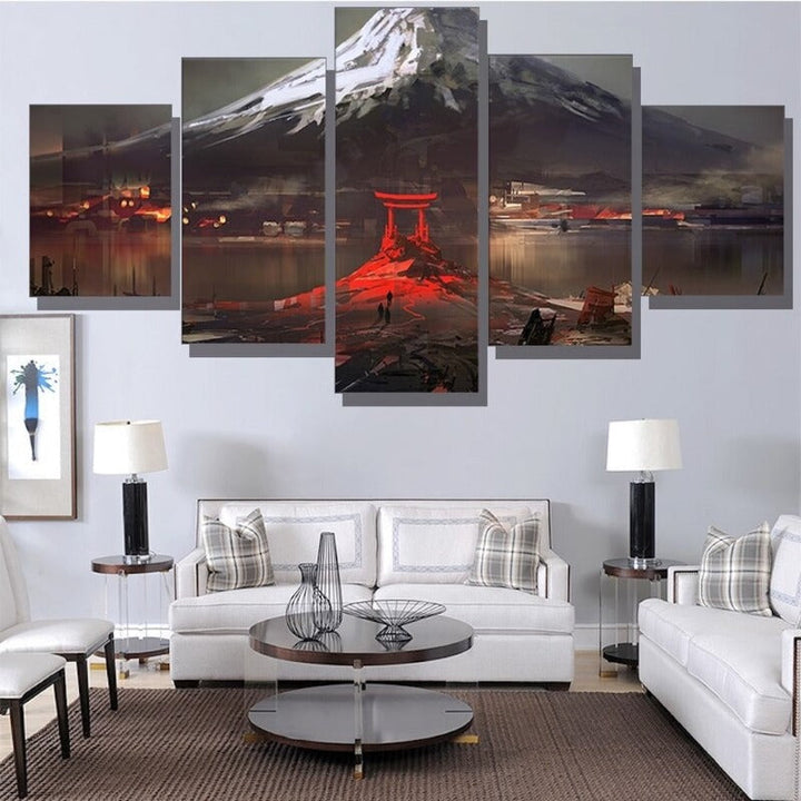 5 Pcs Abstract Art "Mount Fuji Japan Drawing"-Wall Art Posters | Bowlift