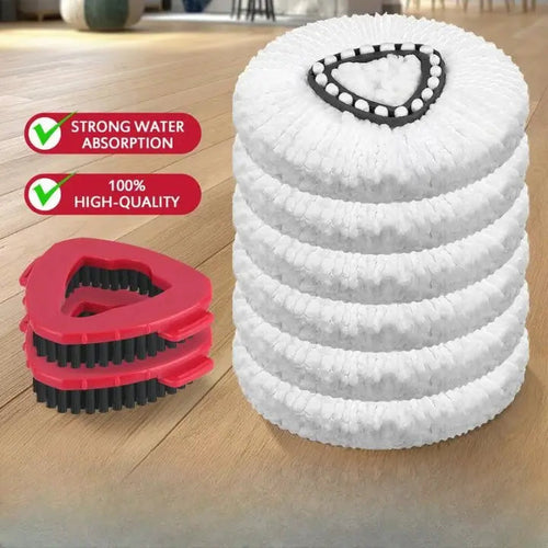 BowLift | 5-piece replacement set for spin mop – includes 3 microfiber mop cloths + 2 brushes for thorough cleaning!