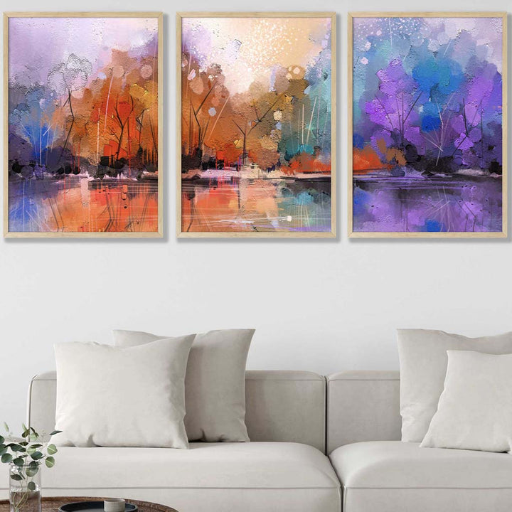 Abstract lilac forest framed wall art prints | Bowlift