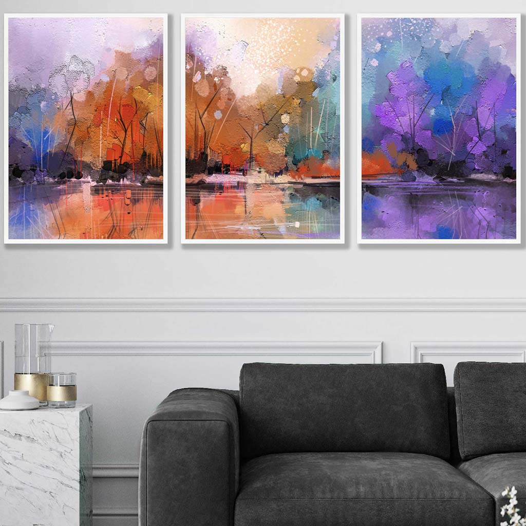 Abstract lilac forest framed wall art prints | Bowlift