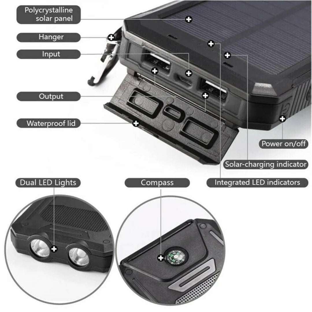 BowLift | Solar Power Bank Waterproof Dual USB Charger