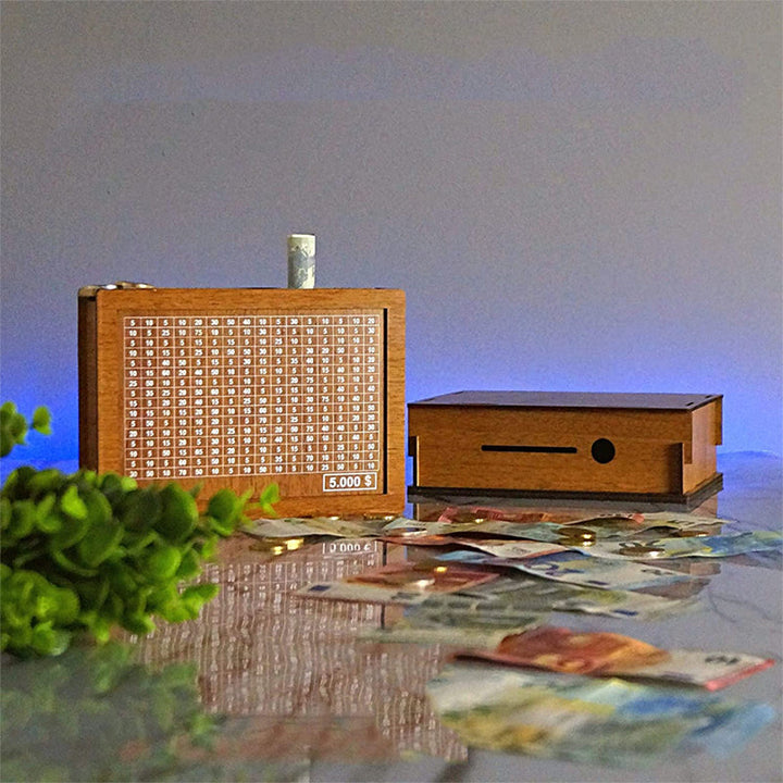 BowLift | Wooden piggy bank with counter