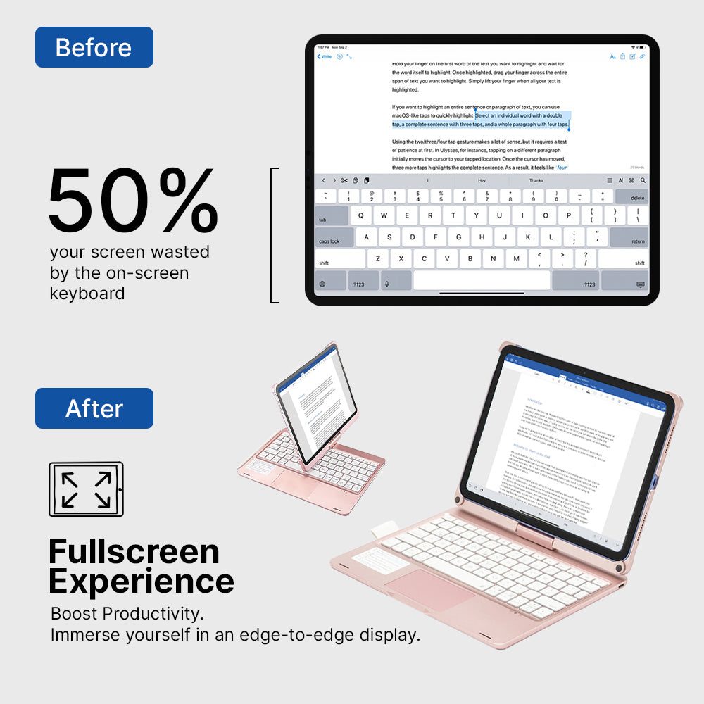 BowLift | Wireless Keyboard Case for iPad - Rotating Design