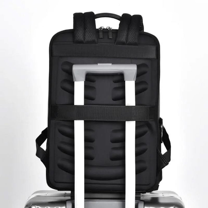 BowLift | Elegant leather rucksack for men/women with USB port for laptop and everyday use, 15.6 inch, black