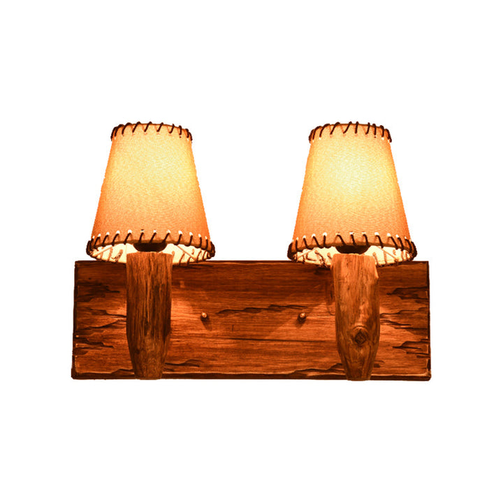 BowLift | 1/2-Light Tapered Wall Lamp Industrial Wooden Fabric Wall Lamp Fixture for Dining Room