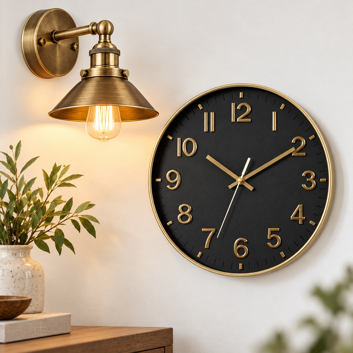 Vibrant Matte Silent Analog Wall Clock with Raised Three-Dimensional Numerals and Sweep Movement Bowlift