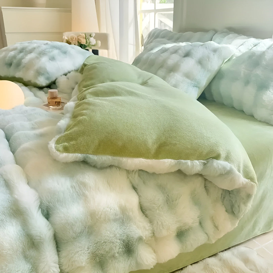 Cozy Plush Bedding Set – Warm and Soft for Autumn & Winter | ReversiBowlifte Design in Rabbit Fur & Milk Velvet | Bowlift