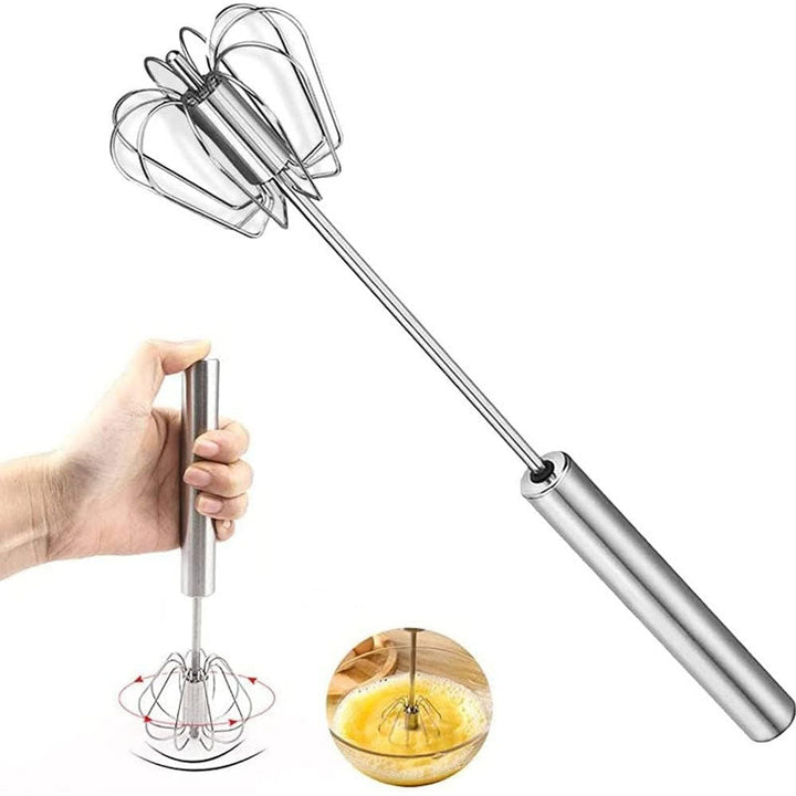Kitchen Semi-automatic Egg Beater Stainless Steel Easy Whisk | Bowlift