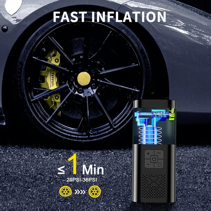 BowLift | Portable Air Compressor with LCD Screen and LED Light – 150 PSI Inflator for Cars, Bicycles, and Sports Equipment