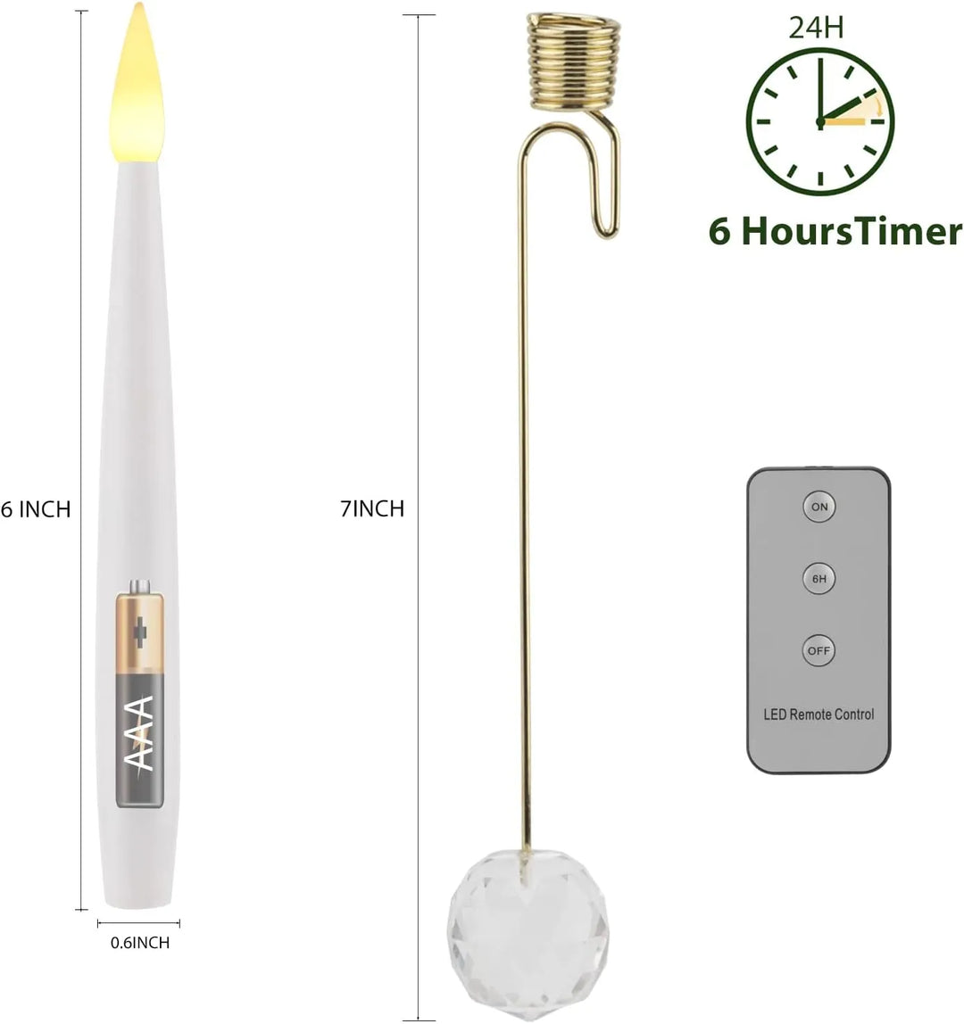BowLift | Christmas Tree LED Candle Set | 12 Pieces with Remote Control & Timer | Warm White Flicker | Flameless & Safe