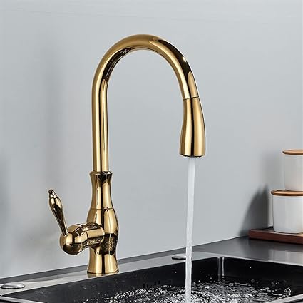 BowLift | Brass Kitchen Faucet Pull Out Mixer Sink Water Tap 360 Rotation Single Handle
