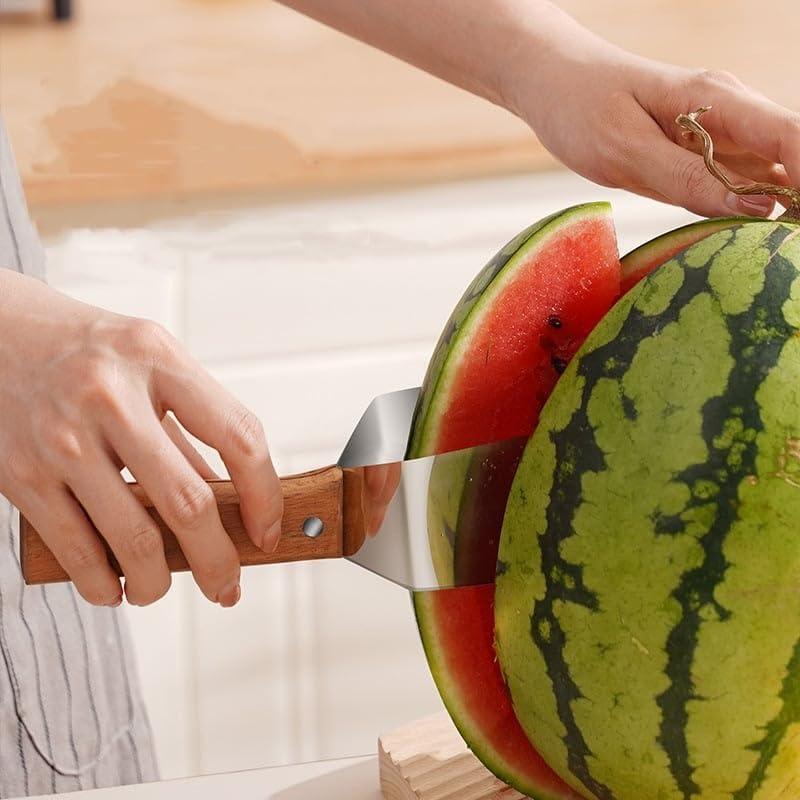 BowLift | tri-blade watermelon slicer with wood handle