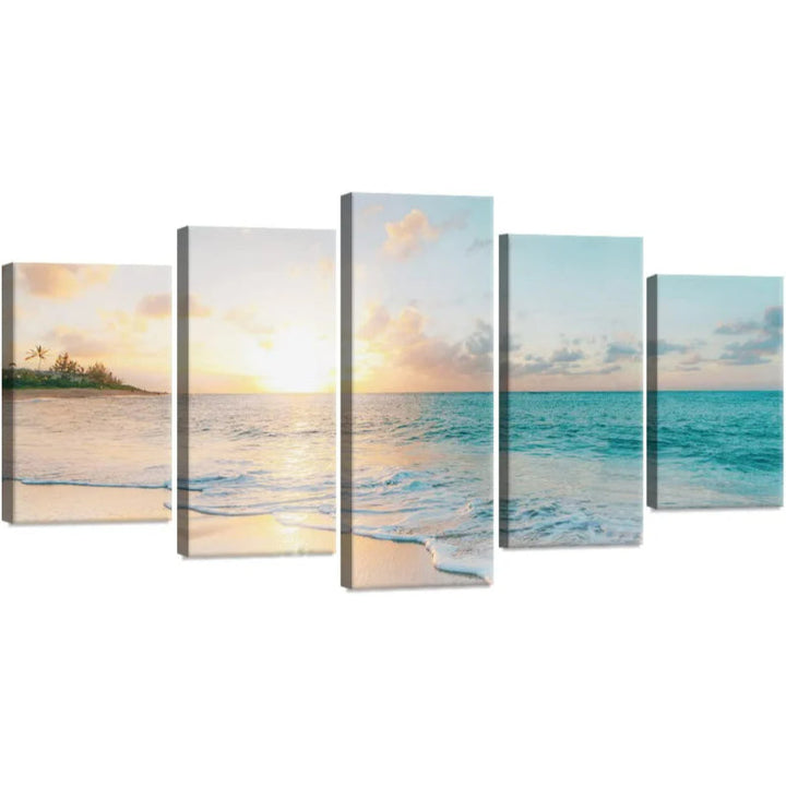 Set Of 5 Romantic Ocean Waves Decorative Canvas | Bowlift