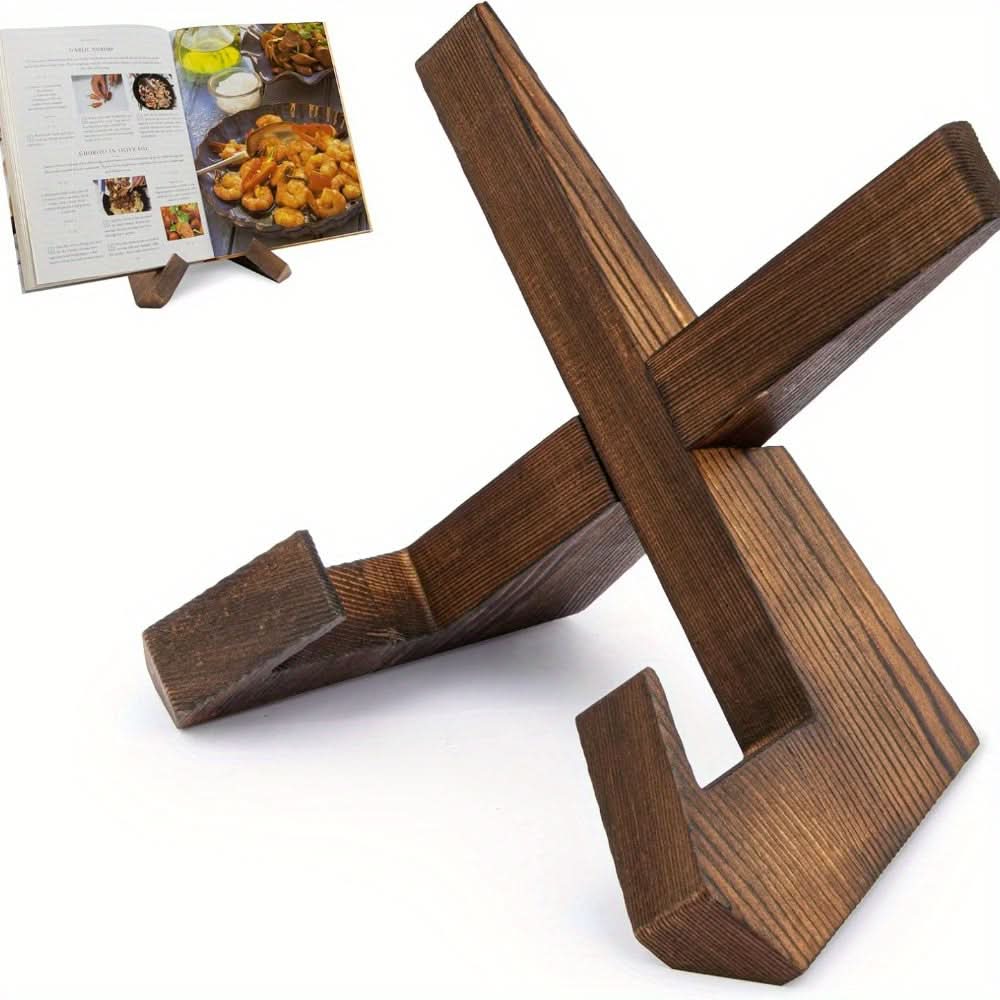 BowLift | Rustic Wooden Cookbook Stand Adjustable Recipe Book Holder