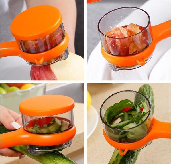 Double-sided Stainless Steel Blade Peeling Knife With Storage Box Bowlift