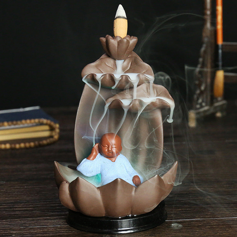 Lotus-shaped aromatherapy incense waterfall