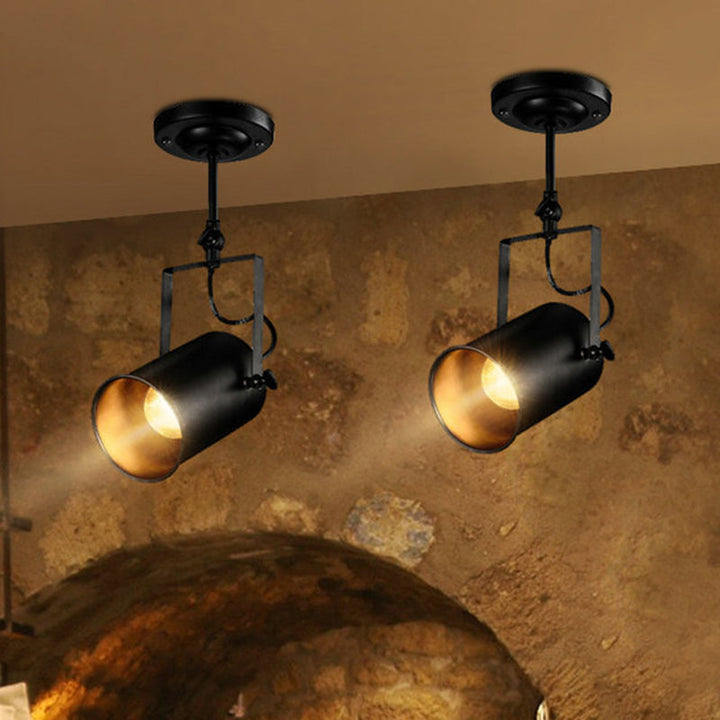 BowLift | Farmhouse Cylinder Sconce Lighting 1-Light Iron Wall Lamp Fixture in Black with Adjustable Handle