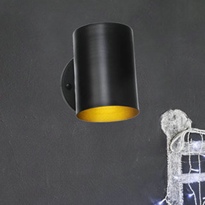 BowLift | 1 Light Cylindrical Wall Lamp Fixture Farmhouse Black Finish Metal Wall Mount Wall Lamp for Bedside, 4"/6" W