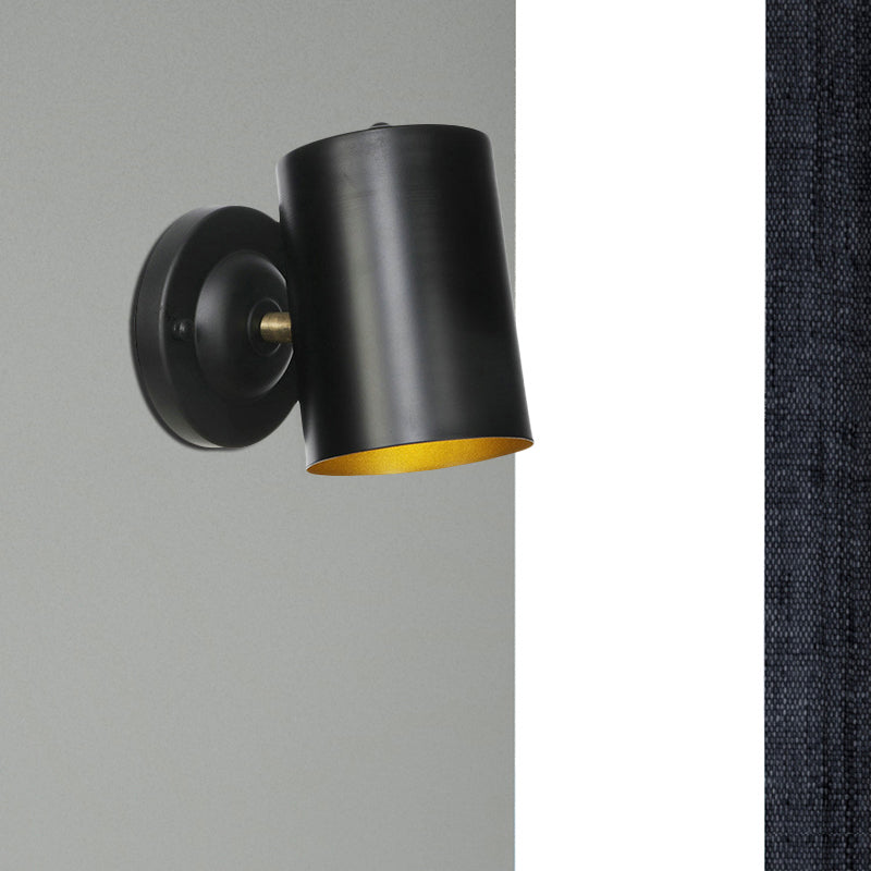 BowLift | 1 Light Cylindrical Wall Lamp Fixture Farmhouse Black Finish Metal Wall Mount Wall Lamp for Bedside, 4"/6" W
