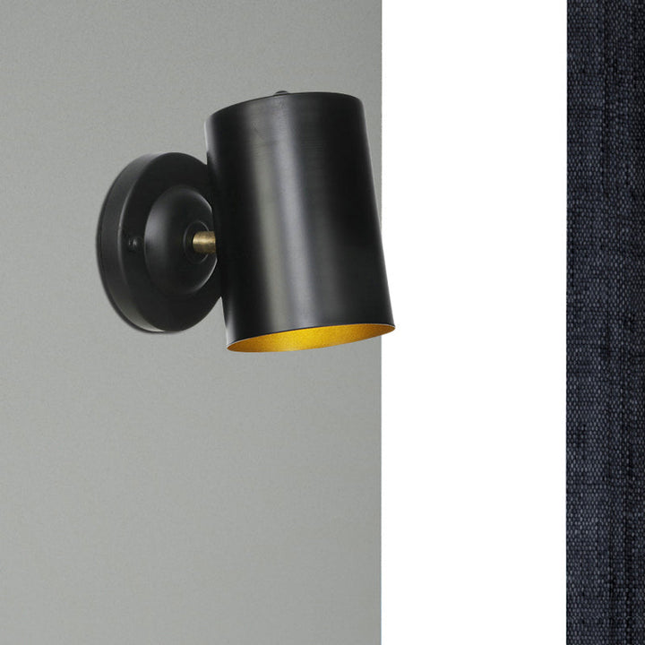 BowLift | 1 Light Cylindrical Wall Lamp Fixture Farmhouse Black Finish Metal Wall Mount Wall Lamp for Bedside, 4"/6" W