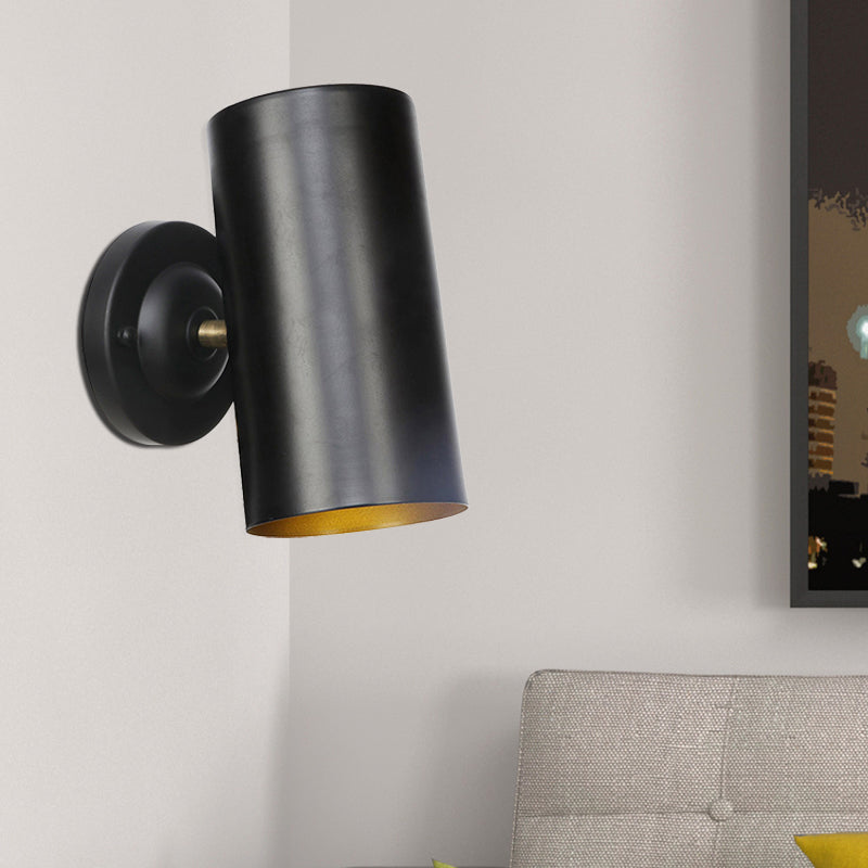 BowLift | 1 Light Cylindrical Wall Lamp Fixture Farmhouse Black Finish Metal Wall Mount Wall Lamp for Bedside, 4"/6" W