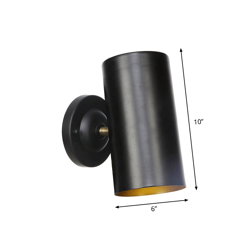 BowLift | 1 Light Cylindrical Wall Lamp Fixture Farmhouse Black Finish Metal Wall Mount Wall Lamp for Bedside, 4"/6" W