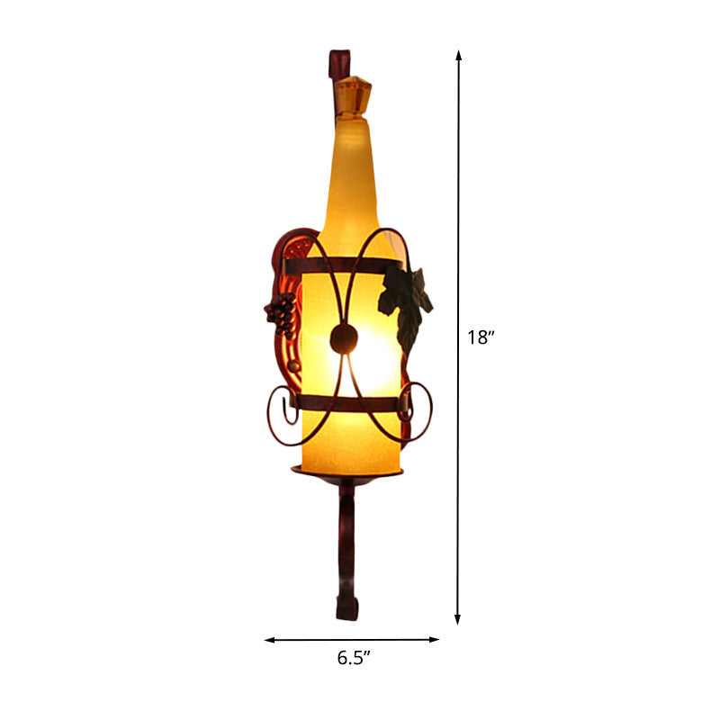 BowLift | 1 Head Bottle Wall Light Vintage Copper Yellow Glass Wall Mount Lamp Fixture with Wine Rack Design