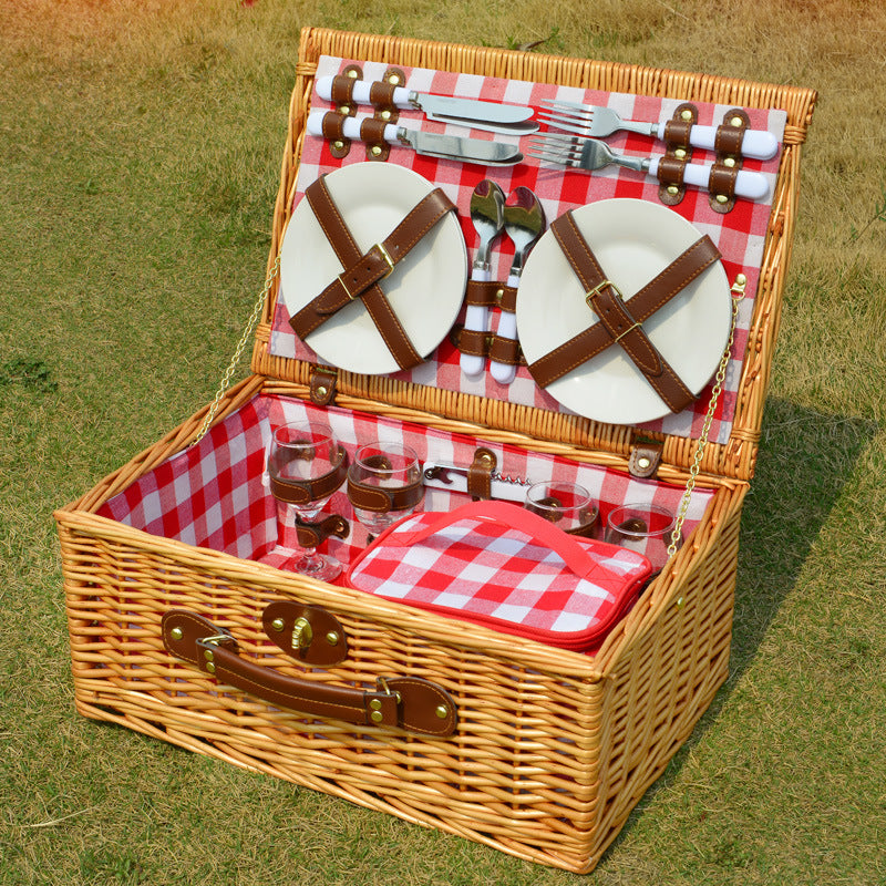 Women's versatile picnic basket with integrated dish set and insulated cooler bag Bowlift