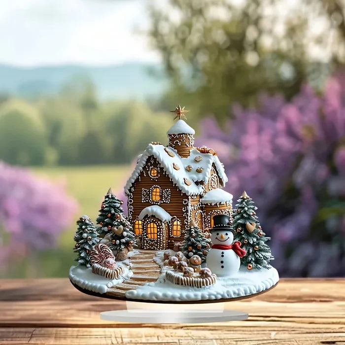 BowLift | GingerGlow - Festive ginger house in acrylic with a charming snowman