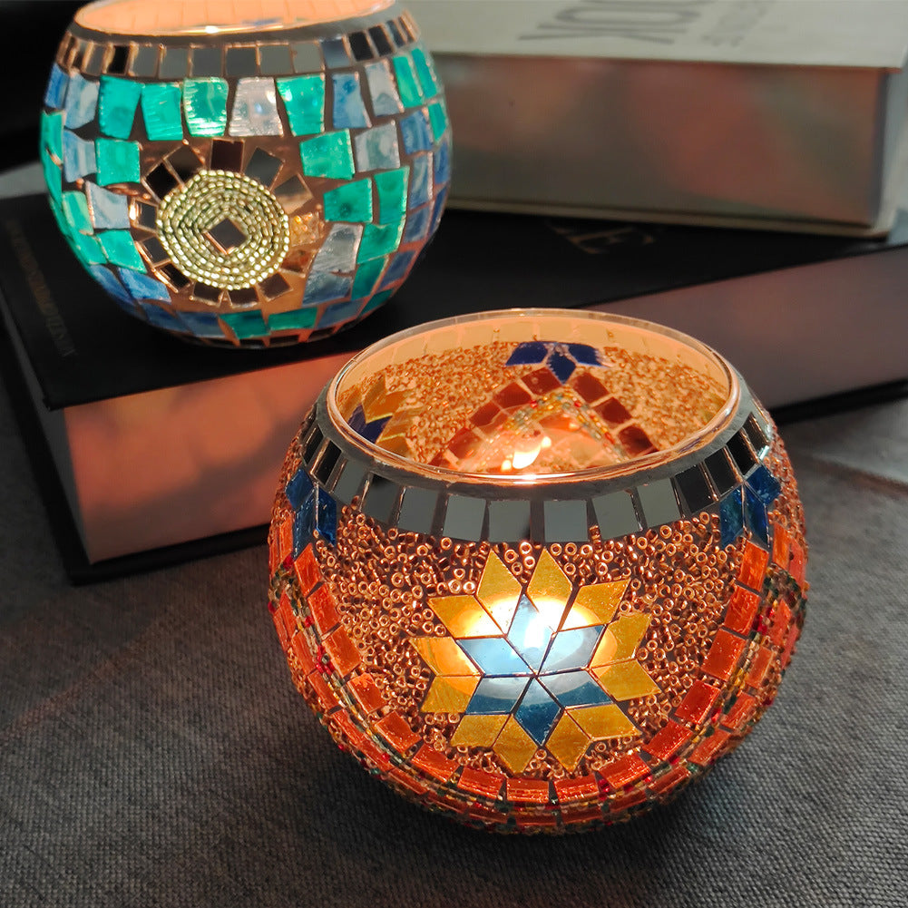 BowLift | European Retro Glass Mosaic Tealight Holder