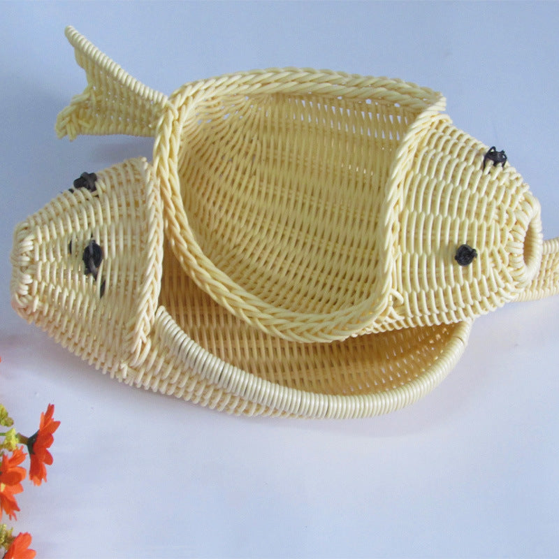 Decorative Fish-Shaped Woven Basket Bowlift
