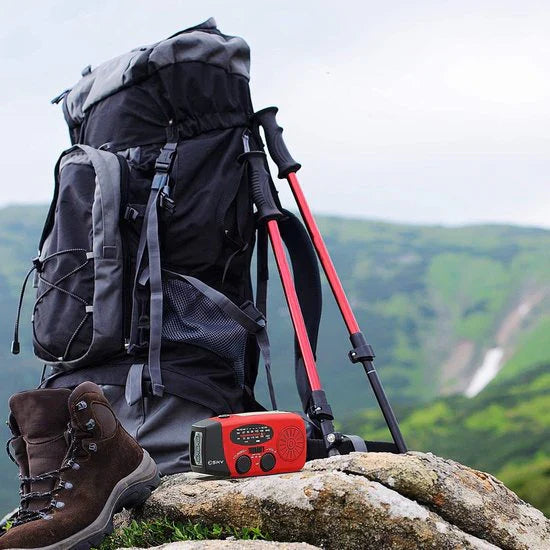 BowLift | Emergency Solar Radio with Crank – Portable Dynamo Radio with Power Bank & LED Flashlight