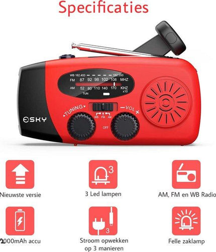 BowLift | Emergency Solar Radio with Crank – Portable Dynamo Radio with Power Bank & LED Flashlight